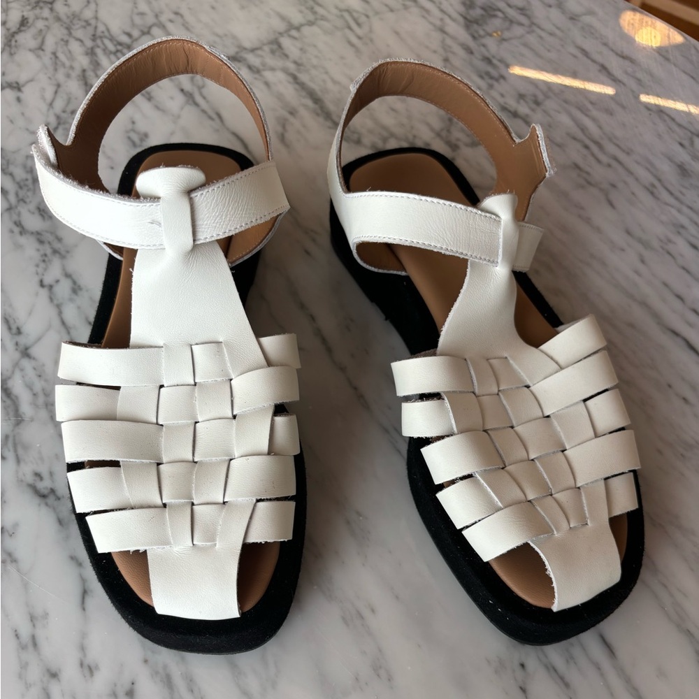 Flattered White Woven Leather Slingback Sandals - Picture 2 of 7